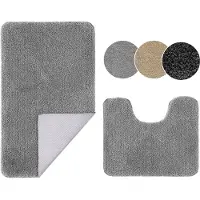 Unyqoos Grijze badmatset met antislip en hoge waterabsorptie voor badkamer