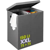 Unyqoos Ruime wasmand met dubbele vakken en uitneembare zakken voor optimale wasorganisatie