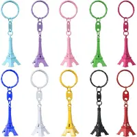 Unyqoos Set van 10 kleurrijke mini Eiffeltoren sleutelhangers voor romantische cadeau-ideeën