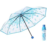 LONGZIMING -Regenparaplu - Transparante Paraplu - Opvouwbaar Model - Onbeperkt Zicht - Stormvaste Constructie - POE-Materiaal - Kersenbloesem Motief - Comfortabele Grip - 1 Stuk
