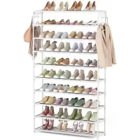 Unyqoos Schoenenrek met 10 niveaus voor 50 paar schoenen - Ruimtebesparende schoenenopslagoplossing in wit