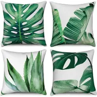 Unyqoos Set van 4 decoratieve kussenslopen met tropische plantenprint voor binnen en buiten