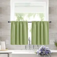 Unyqoos Set van twee elegante korte gordijnen voor keuken en woonkamer, verduisterend 90 x 60 cm