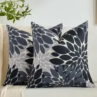 Unyqoos Kleurige Linnen Kussenslopen met Abstract Dahlia Bloemenpatroon voor Herfstdecoratie, Set van 2, 45x45 cm
