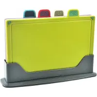 Unyqoos Set van 4 Kleurrijke Snijplanken met Antislip en Opbergstandaard voor Veilig Koken