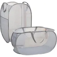 Unyqoos Opvouwbare Mesh Waskorf Set van Twee Stuks voor Reizen en Wasbeheer