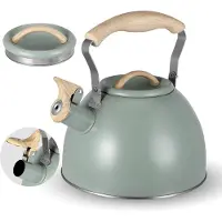 Unyqoos Stijlvolle 3 Liter Inductie Fluitketel met Houtnerf Handvat voor Alle Warmtebronnen