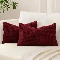 Unyqoos Set van 2 decoratieve corduroy kussenslopen met gestreept patroon voor interieur