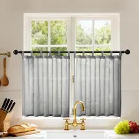 Unyqoos Set van twee stijlvolle linnenlook vitrages voor een luchtige en elegante uitstraling