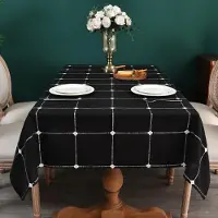 Unyqoos Luxe Linnenlook Tafelkleed in Zwart voor Feestelijke en Dagelijkse Gebruiken, Afwasbaar, 135 x 135 cm
