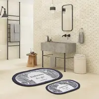 Unyqoos Stijlvolle Bladpatroon Badmatset voor Luxe en Veiligheid in Uw Badkamer, 2-Delige Set, Zacht en Waterabsorberend