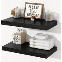 Unyqoos Diepe zwarte wandplanken set van 2 voor veelzijdige opbergruimte en decoratie