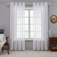 Unyqoos Witte transparante gordijnen met bloemenpatroon voor een elegante woonkamer