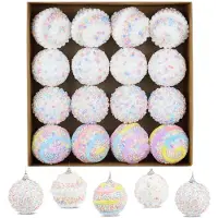 Unyqoos Set van 16 kleurrijke kerstballen van kunststof voor feestelijke decoratie