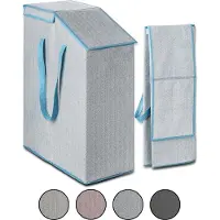 Unyqoos Smalle wasmand met deksel, 52 liter, 20 x 45 x 60 cm, opvouwbare niswasmand, ruimtebesparende wasmand - blauw-beige
