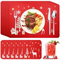 Unyqoos Set van 6 feestelijke placemats en onderzetters voor kerstdecoratie