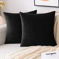 Unyqoos Set van 2 zwarte fluwelen kussenslopen 50x50 cm met verborgen ritssluiting