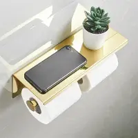 Unyqoos Stijlvolle Toiletpapierhouder met Plank en Zakdoekdispenser voor de Badkamer in Goudkleur