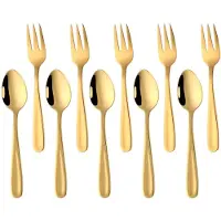 Unyqoos Elegante gouden bestekset voor espresso en desserts, 10-delige set