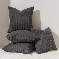 Unyqoos Kussenslopen Set van 4 in Zacht Antraciet Corduroy voor Stijlvolle Interieurdecoratie