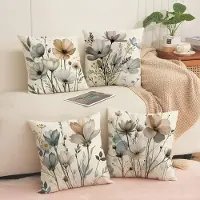 Unyqoos Set van 4 decoratieve bloemenkussenslopen voor bank en slaapkamer