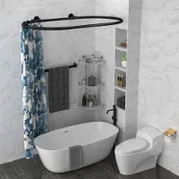 Unyqoos Ovale douchegordijnstang voor vrijstaande baden met stevige montage