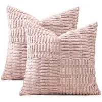 Unyqoos Set van 2 decoratieve corduroy kussenslopen met gestreept boho-patroon