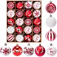 Unyqoos Set van 20 onbreekbare kerstballen in rood-wit voor feestelijke decoratie