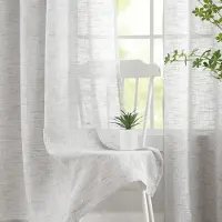 Unyqoos Grijze semi-transparante gordijnen met linnenlook en slub-textuur voor huis 225x140cm