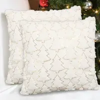 Unyqoos Set van 2 decoratieve kussenslopen met kerstboomdesign voor huisdecoratie