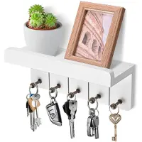 Unyqoos Decoratief Wandrek met Plank en Sleutelhaken voor Entree en Keuken