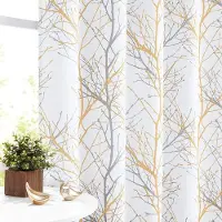 Unyqoos Gezellige Verduisteringsgordijnen met Boomtakpatroon voor Slaapkamer en Woonkamer - Set van 2 Stuks, 245 x 129 cm