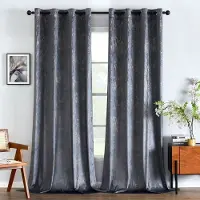 Unyqoos Elegant en Isolerend Fluwelen Gordijnenset met Metalen Ogen voor Slaapkamer en Woonkamer - 2 Panelen, Grijs