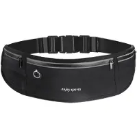 Unyqoos Waterdichte hardloopgordel, reflecterend, verstelbare elastische heupgordel, 3 aparte compartimenten, ultradun (polyester/TPU) – geschikt voor hardlopen, fietsen en wandelen