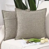 Unyqoos Set van 2 Luxe Linnen Kussenhoezen voor Stijlvolle Woonkamer Decoratie, 45 x 45 cm, Gemengd Taupe