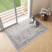 Unyqoos Zacht Wasbaar Vintage Tapijt met Antislip Achterkant voor Diverse Kamers, 60 x 90 cm