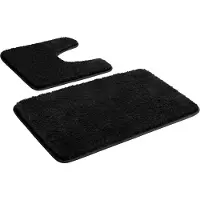 Unyqoos Verwen Je Voeten Met Luxe Zachte Microvezel Badmatten Set, Antislip En Absorberend, Zwart, 2-Delig