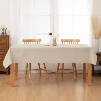 Unyqoos Beige tafelkleed van kunstlinnen voor keuken en eetkamer 137 x 203 cm