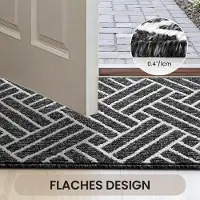 Unyqoos Absorberende en Antislip Deurmat voor Binnen en Buiten in Lijnpatroon, zwart, 60*90 cm