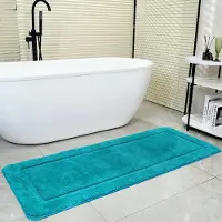 Unyqoos Turquoise Hoogpolig Badkamertapijt met Antislip en Absorberende Eigenschappen