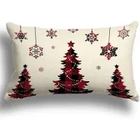 Unyqoos Decoratieve linnen kussenhoes met kerstmotief en onzichtbare ritssluiting