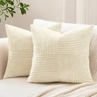 Unyqoos Set van 2 decoratieve kussenslopen met gestreept corduroy patroon voor diverse woonstijlen