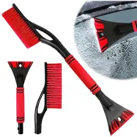 Unyqoos 2-in-1 sneeuwborstel en ijskrabber voor auto, SUV en vrachtwagen, ABS-materiaal met gepolijste borstelkop om krassen te voorkomen, 60 cm lengte, 20 cm werkbreedte, antislip schuimgreep