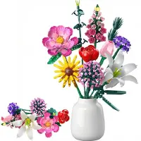 Unyqoos Creatieve Bouwset: Een kleurrijk bloemenboeket om in elkaar te zetten – 10 unieke bloemen (lelies, anjers, zonnebloemen) – geschikt voor kinderen vanaf 6 jaar