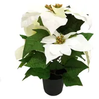 Unyqoos Realistisch ogende witte kerstster in pot voor feestelijke decoratie