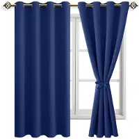 Unyqoos Luxueuze Verduisterende Gordijnen met Isolerende Eigenschappen voor Slaapkamer en Woonkamer - Set van 2, Koningsblauw, 175 x 140 cm