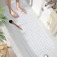 Unyqoos Transparante antislip badmat met afvoergaten en masserende kiezelsteenstructuur