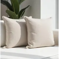 Unyqoos Set van twee comfortabele beige kussens voor bank en stoel met katoenen hoes 40 x 40 cm