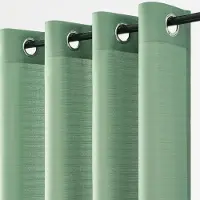 Unyqoos Stijlvolle saliegroene linnenlook gordijnen met oogjes voor woonkamer 140 x 245 cm
