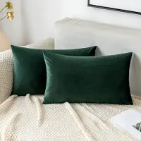Unyqoos Set van 2 donkergroene fluwelen kussenslopen voor luxe interieurdecoratie
